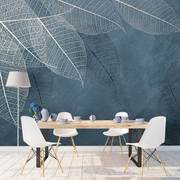 北欧手绘抽象壁画植物叶子艺术壁纸客厅电视背景墙纸个性素色枫叶