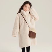 童装女童冬装2023长款仿皮草，大衣洋气儿童保暖加绒加厚毛毛外套
