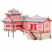 玩控3d木质拼插立体拼图中国传统古代建筑拼装房子木制模型手工di