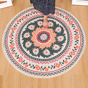 摩洛哥圆形地毯主卧室床边衣帽间棉麻地垫简约日式民族风复古脚垫