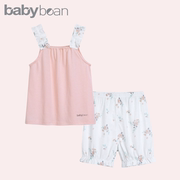 babybean亲豆夏装女宝宝吊带短裤女童套装两件套玫瑰细语