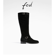fed粗跟时装靴冬季靴子，黑色长筒靴时尚，瘦瘦靴女款r1102-zf329