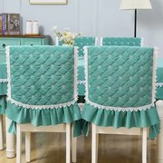 貂绒餐椅套中式椅子套装，餐椅套装蓝色椅子垫桌布