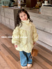 韩版儿童外套冬季女童洋气加厚保暖中长款鹅黄色围脖羽绒服