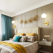 沙发背景灯北欧风客厅壁，后现代极简壁灯，全铜床头灯卧室