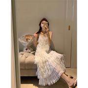 春季韩版2024宽松时尚法式白色，气质蕾丝吊带，蛋糕连衣裙女裙子