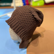 针织帽子女秋冬季保暖韩版套头帽，个性可爱护耳朵防风毛线堆堆帽潮