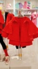 斯凯奇新年童装儿童红色斗篷，外套龙年本命年喜庆女童套装l124g016