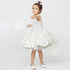 儿童礼服女童白色蕾丝蛋糕，裙吊带双肩无袖公主，裙钢琴演出礼服洋气