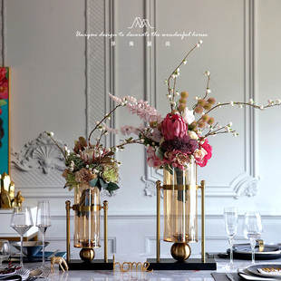 欧式玻璃花瓶摆件设轻奢客厅，餐桌花器样板间，花艺电视柜家居装饰品
