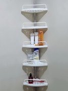 浴室置物架不锈钢伸缩杆顶天立地卫生间厨房三角收纳层架子免打孔