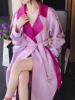 英伦气质紫色撞色拼接设计高级感时髦摩登长款2024廓型风衣外套女
