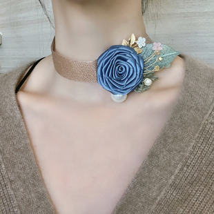 艾米米原创设计金丝巴洛克奢华花朵凡尔赛气质短款锁骨项链颈链