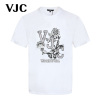 VJC/威杰思2024年男装男士圆领T恤印花烫钻白色休闲短袖上衣