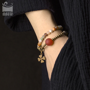 手链小众设计复古民族风磨砂玛瑙珠子手串女 简约复古个性手饰品
