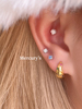 Mercurys 微镶彩钻纯银水滴耳扣适合小耳垂耳环 复古精致金色耳钉