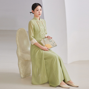 新中式禅意女装改良版汉服旗袍连衣裙，女套装中国风两件套茶服夏装