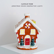 candle time 北欧创意新年房子造型陶瓷小夜灯家居摆件春节装饰品