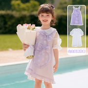 minisnbl原创童装娃娃领连衣裙两件套夏季少女感背带裙女童