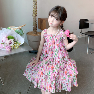 女童吊带裙2023儿童韩版无袖公主裙子宝宝洋气夏季甜美连衣裙