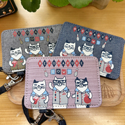 日本品牌 布艺卡包 卡套 可爱猫咪 卡包学生证公交卡地铁卡 餐卡