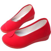 女式护士鞋黑白蓝色红色舞蹈鞋护士工作鞋美容鞋cos女布鞋红单鞋