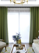 绿色镂空棉麻卧室窗帘北欧风高档大气飘窗落地窗遮光帘窗帘布成品