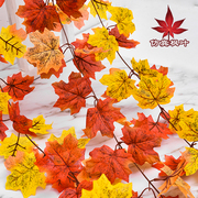 仿真红枫叶藤条壁挂秋季假树叶子万圣节主题橱窗，吊顶墙面装饰花藤