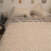 女床品床上用品纯棉花边被套，全棉四件套1.8米套件韩式公主风床单