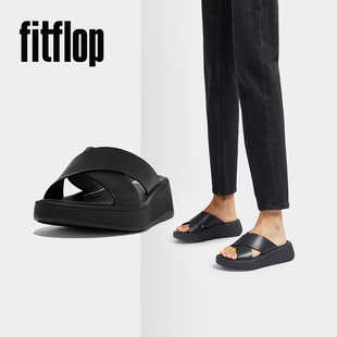 fitflop飞适福凉鞋女f-mode皮革，厚底简约舒适显高交叉凉拖fw5