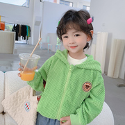 女童糖果色韩版长袖外套宝宝，2023年春装洋气开衫儿童春秋上衣