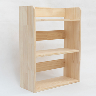 简易木制桌上书架桌面置物架三层纯实木多层办公室小型收纳架松木