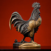 黑檀木雕鸡摆件木质大小号公鸡生肖，家居装饰品客厅工艺品风水