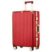 结婚行李箱女新娘陪嫁箱，一对红色拉杆箱铝框箱子旅行箱皮