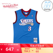Mitchell Ness复古球衣SW球迷版NBA76人队99赛季艾弗森篮球服背心