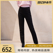 歌蒂诗春季时尚，高腰显瘦双排扣黑色牛仔裤8d33n9588