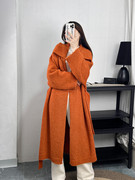 马海毛系腰带的长款大毛衣针织外套女秋冬季韩版百搭长袖上衣加厚