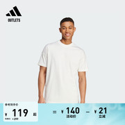 休闲简约上衣圆领短袖T恤男装adidas阿迪达斯outlets轻运动