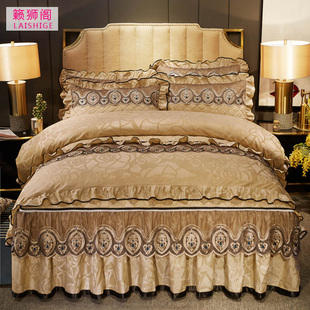 欧式天鹅绒床裙式四件套，夹棉加厚床套床罩4件套，被套1.8米床上用品