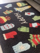 出口外贸美式手工地毯地垫90*60cm家用门厅入户卡通圣诞小手套