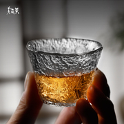 品茗杯玻璃小茶杯耐热透明描金斗笠杯锤纹玻璃杯家用功夫茶具套装