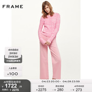 2024夏FRAME女士圆领套头粉红色针织毛衣口袋设计休闲