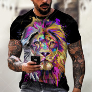 hiphoplion3dprintmen'st-shirt嘻哈狮子，3d数码印花男t恤夏