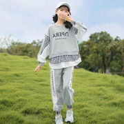 女童秋装套装2022韩版春秋季网红洋气，中大童小女孩运动两件套