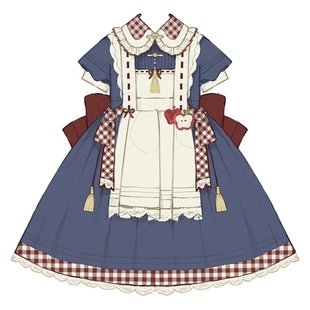 爱丽丝的野餐原创设计lolita连衣裙，op长袖日常裙子意向，金预约(金预约)