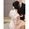 香槟色旗袍改良敬酒服2024新娘结婚礼服中式订婚连衣裙高级感