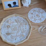 法式复古蕾丝餐垫刺绣镂空花边桌垫杯垫 饰品展示垫拍照道具背景