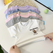 宝宝薄款短袖T恤婴幼儿柔软半袖上衣夏季莫代尔男女小童衣服