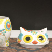 美式乡村猫头鹰装饰可爱动物陶瓷罐子摆件创意客厅儿童房家居饰品
