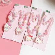 正版Hello kitty发光项链日韩儿童手链套装生日礼物小公主首饰品